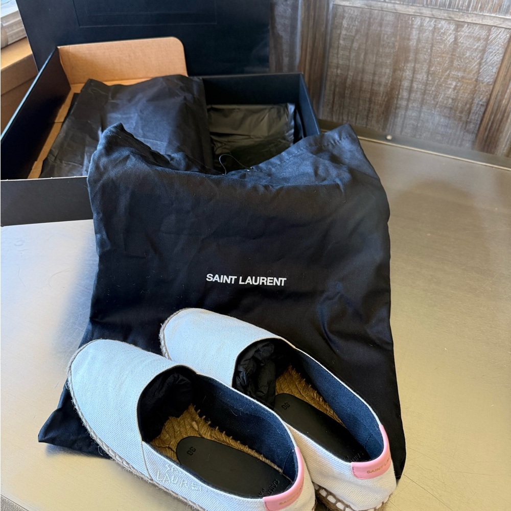 Saint Laurent Espadrilles in White and Pink